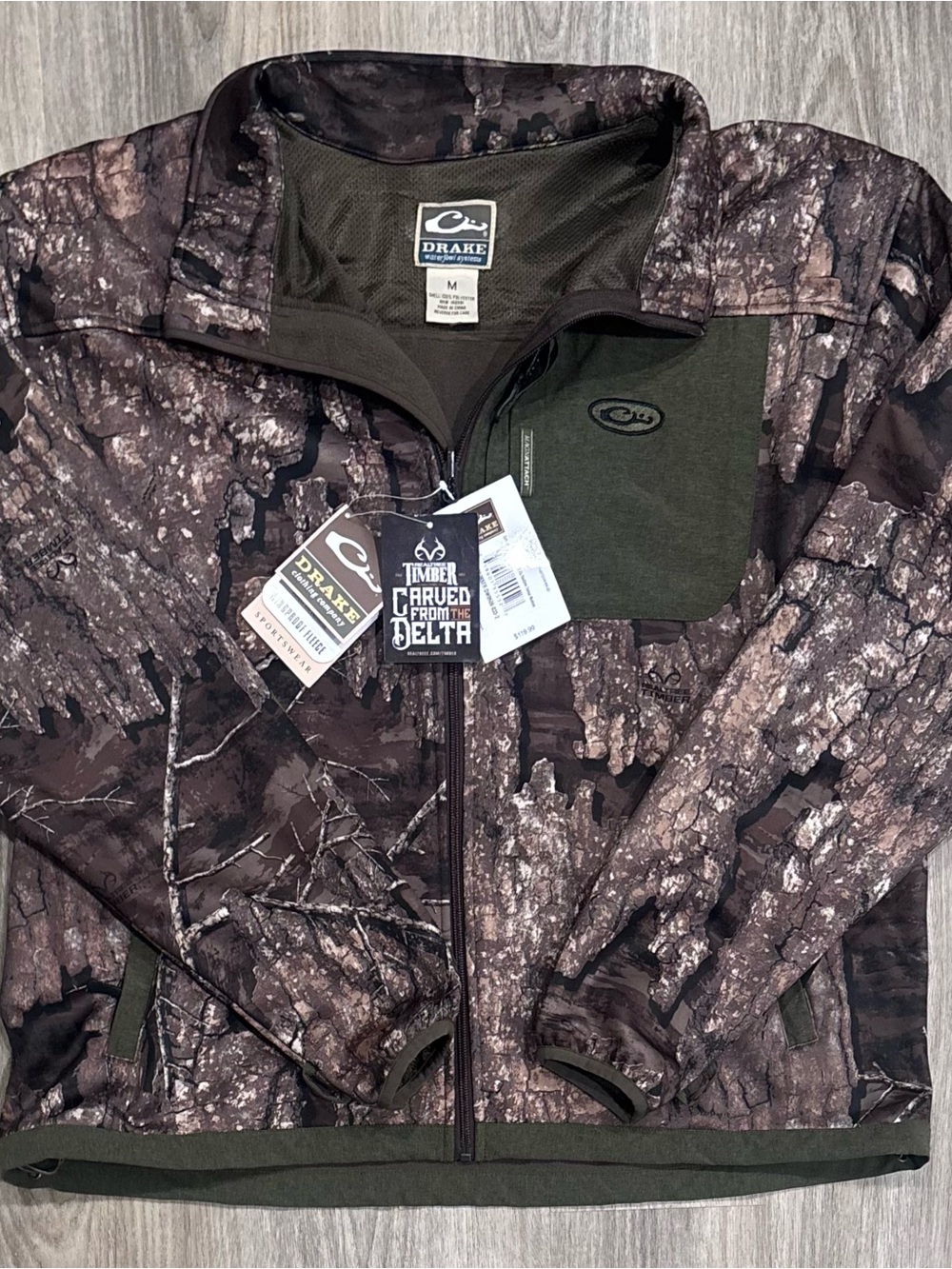 Drake Men’s M Endurance Hybrid Realtree Timber M Camouflage Zip Jacket